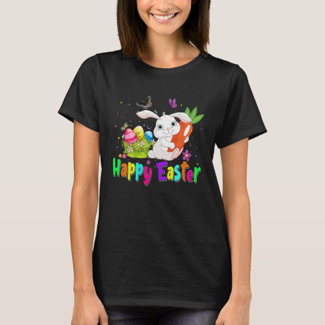 Happy Easter Colourful Bunny Rabbit Easter Egg Hun T-Shirt (Front)