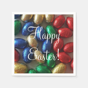 Happy Easter Colourful Chocolate Eggs Napkin