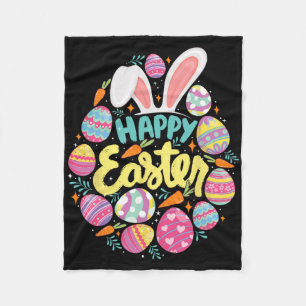Happy Easter - Colourful Eggs Egg Hunting Jesus Ch Fleece Blanket