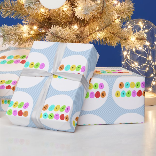 Happy Easter colourful eggs Wrapping Paper (Holidays)