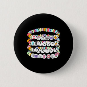 Happy Easter Colourful Friendship Bracelet 6 Cm Round Badge