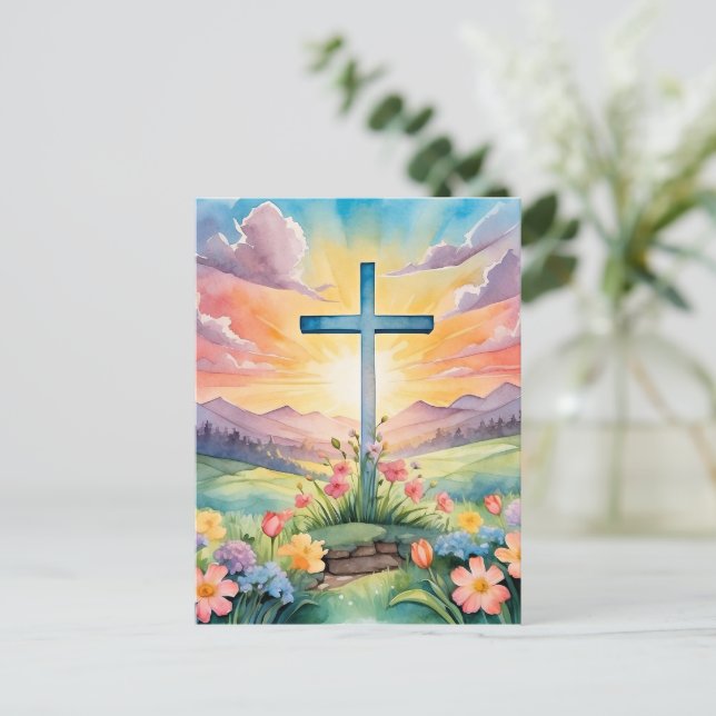 Happy Easter, colourful illustration, Postcard (Standing Front)