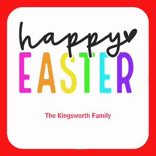 Happy Easter colourful personalised Square Sticker