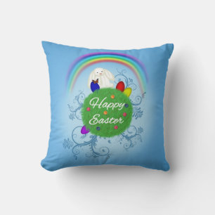 Happy Easter Colourful Planet Cushion