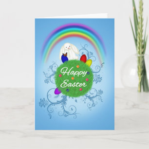 Happy Easter Colourful Planet Holiday Card