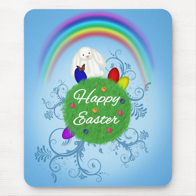 Happy Easter Colourful Planet Mouse Pad (Front)
