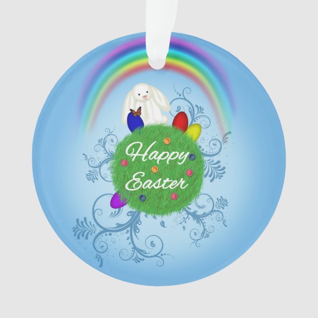 Happy Easter Colourful Planet Ornament (Front)