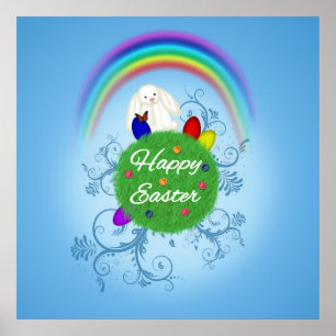 Happy Easter Colourful Planet Poster