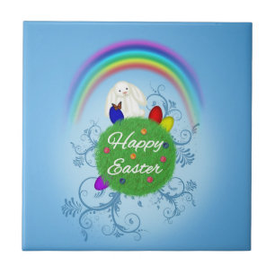 Happy Easter Colourful Planet Tile