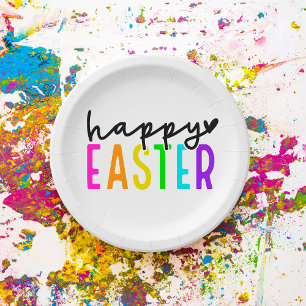 Happy Easter colourful table setting Paper Plate