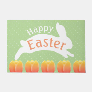 Happy Easter Colourful Tulips & Rabbit Doormat