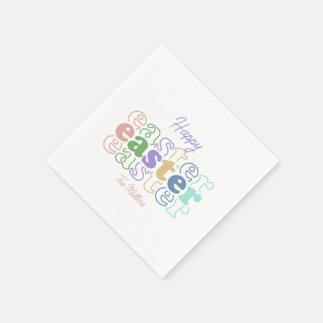 Happy Easter Colourful Typography Napkin (Corner)