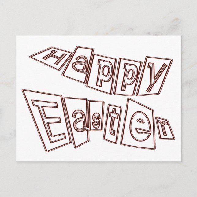Happy Easter, Colouring Picture Postcard (Front)