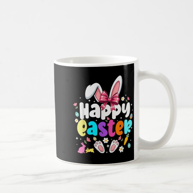 Happy Easter Coquette Bow Bunny Rabbit Easter Day Coffee Mug (Right)