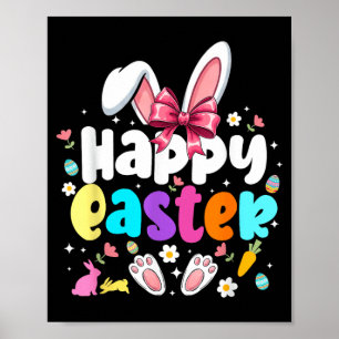 Happy Easter Coquette Bow Bunny Rabbit Easter Day Poster