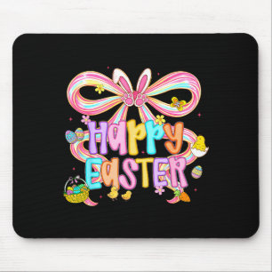 Happy Easter Coquette Bow Cute Bunny Eggs Spring W Mouse Pad