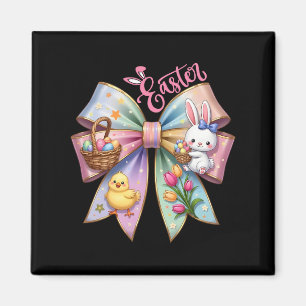 Happy Easter Coquette Bow Cute Bunny Hunt Eggs Gir Magnet