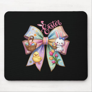 Happy Easter Coquette Bow Cute Bunny Hunt Eggs Gir Mouse Pad