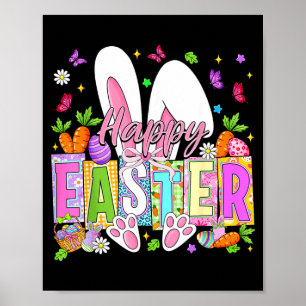Happy easter coquette bow rabbit bunny easter day poster