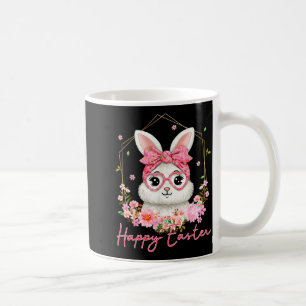 Happy easter coquette floral bunny women girl kid coffee mug
