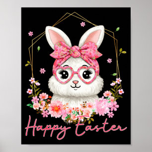 Happy easter coquette floral bunny women girl kid poster