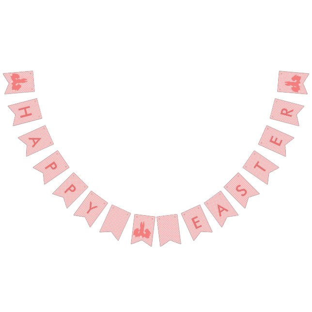 Happy Easter - Coral Gingham & Easter Bunnies Bunting (All)