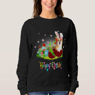 Happy Easter Corgi Red Plaid Easter Egg With Bunny Sweatshirt