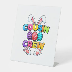 Happy Easter Cousin Crew Bunny Family Matching Eas Pedestal Sign