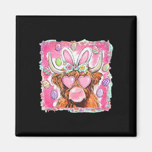 Happy Easter Cow Bunny Ears Bubblegum Pink Girly Magnet