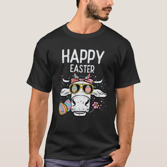 Happy Easter Cow Face  Heifer Mom Women Girls Kids T-Shirt (Front)