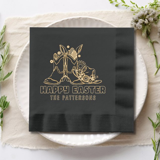 Happy Easter Cowboy Boots Western Personalised Foil Napkins (Creator Uploaded)