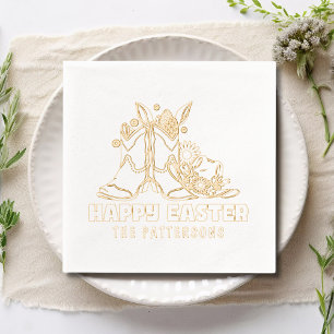 Happy Easter Cowboy Boots Western Personalised Foil Napkins