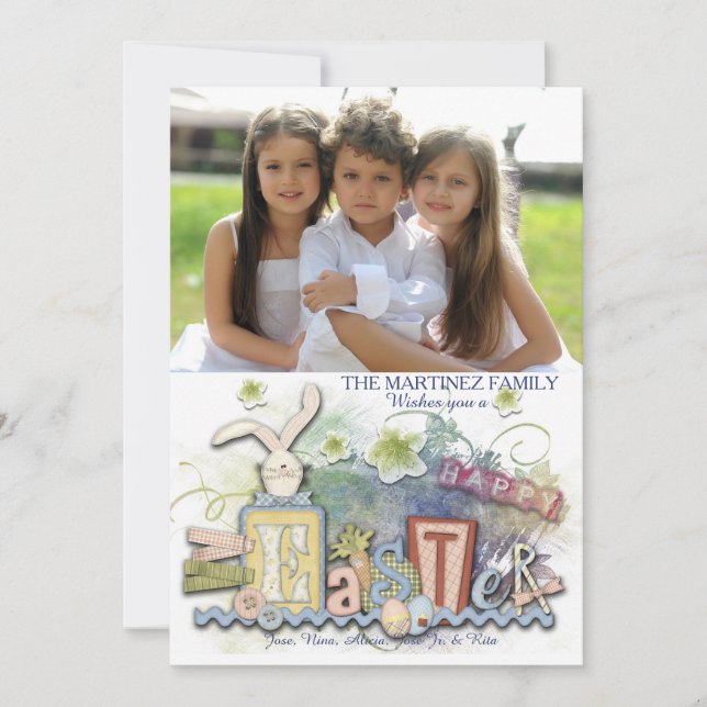 Happy Easter Craft Style Photo Card (Front)