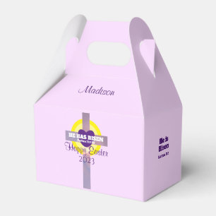 Happy Easter Cross Bible Verse Custom Name Purple Favour Box