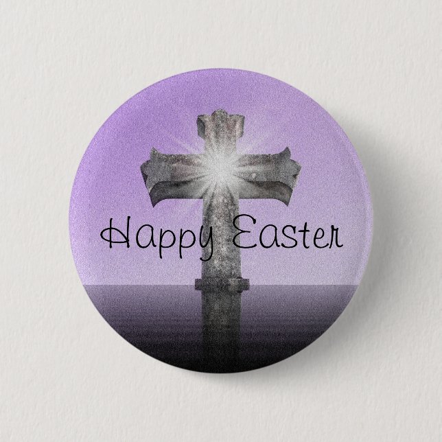 Happy Easter cross Inspirational lavender 6 Cm Round Badge (Front)