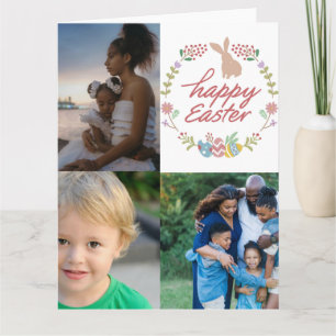 Happy Easter Custom 3 Photo Collage Card