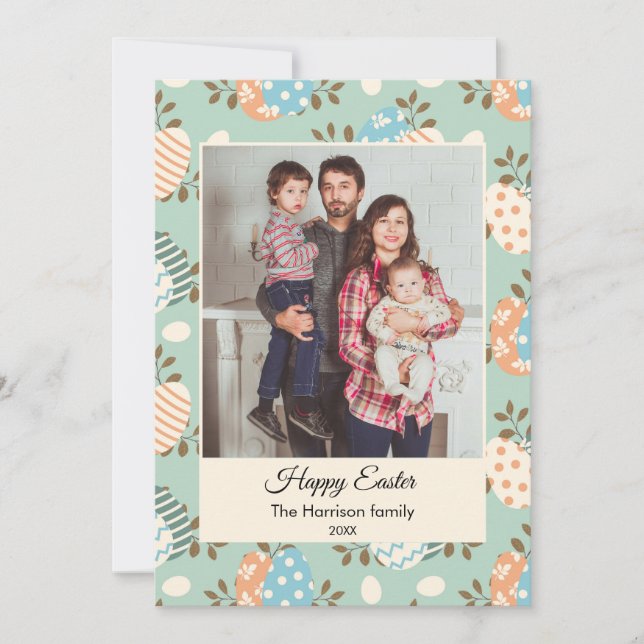 Happy Easter custom family photo Flat Holiday Card (Front)