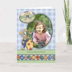 Happy Easter Custom Photo Bunnies & Eggs Holiday Card