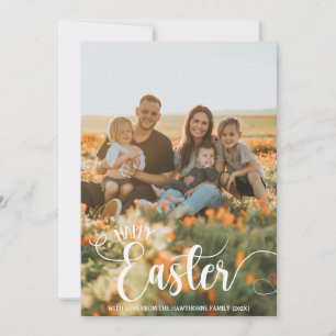 "Happy Easter" Custom Photo modern chic Lettering Holiday Card