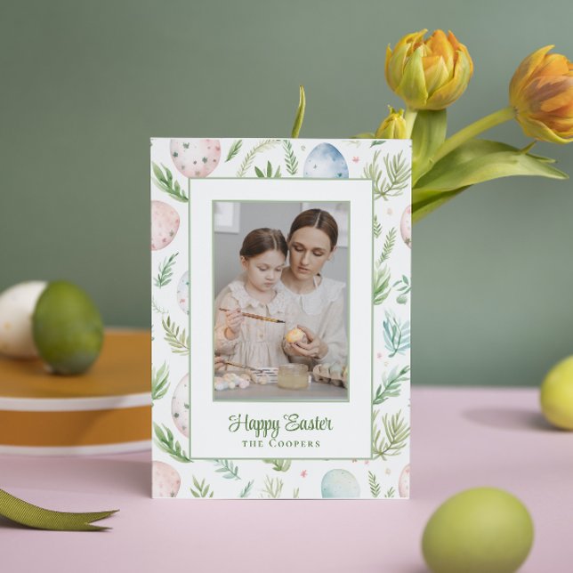Happy Easter | Custom Photo & Name | Botanical Holiday Card (Creator Uploaded)