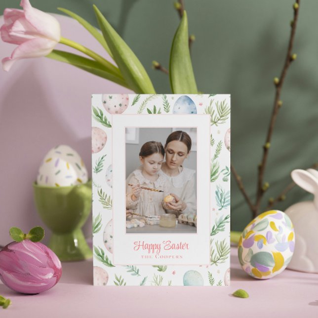Happy Easter | Custom Photo & Name | Botanical Holiday Card (Creator Uploaded)