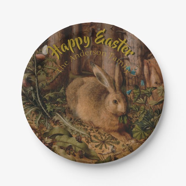 Happy Easter Custom Rabbit Year Personalised Plate (Front)