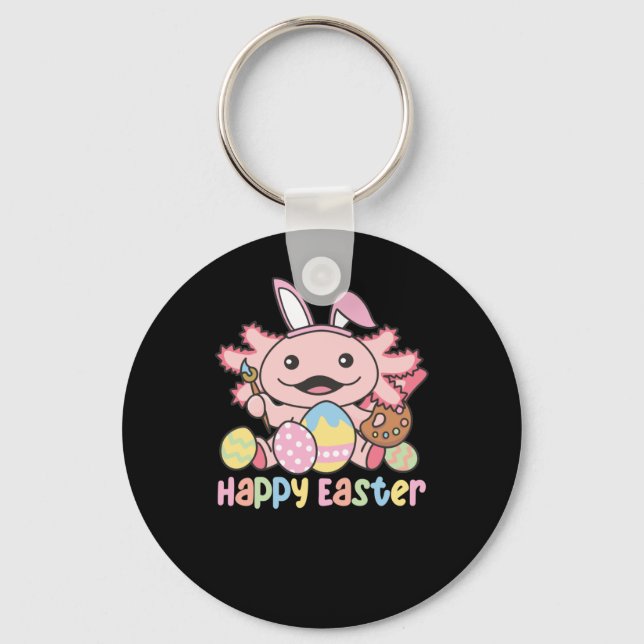 Happy Easter Cute Axolotl Easter With Easter Eggs Key Ring (Front)