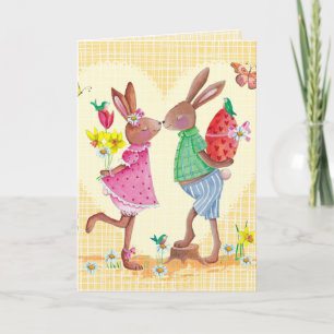 Happy Easter Cute Bunnies Easter Card
