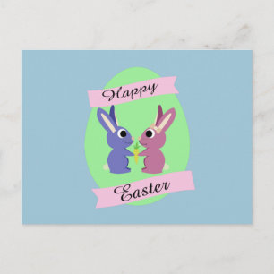 Happy Easter! Cute bunnies Holiday Postcard