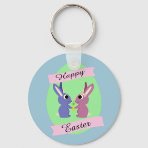 Happy Easter! Cute bunnies Key Ring