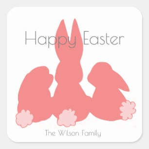 Happy Easter Cute Bunnies Personalised Sticker