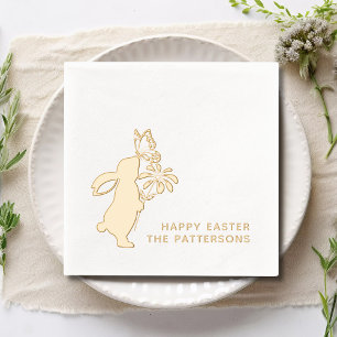 Happy Easter Cute Bunny Butterfly Personalised Foil Napkins