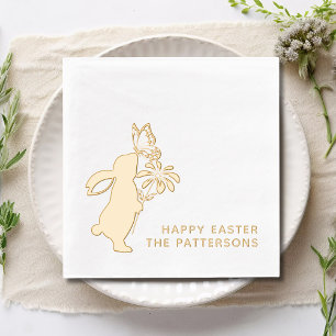Happy Easter Cute Bunny Butterfly Personalised Foil Napkins
