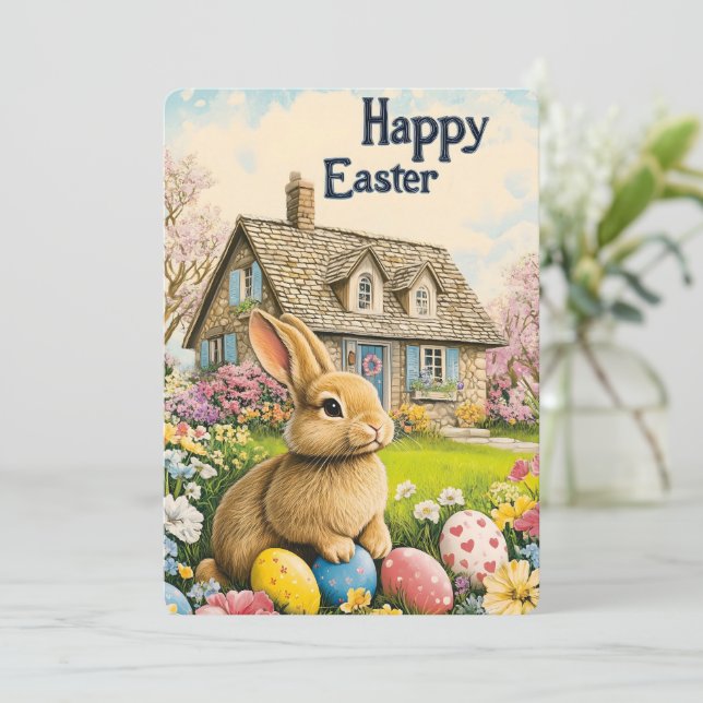 Happy Easter Cute Bunny Cards (Standing Front)